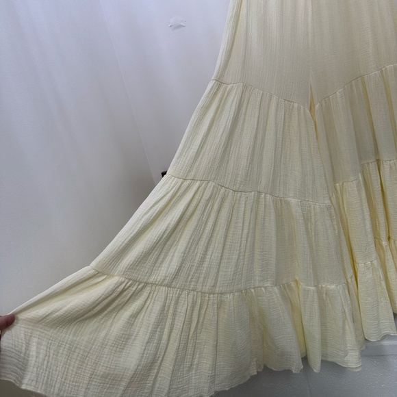 Flowing Tiered Gauze Cloth Pull On Pant Size Multi Color Cream NWT - Picture 4 of 7